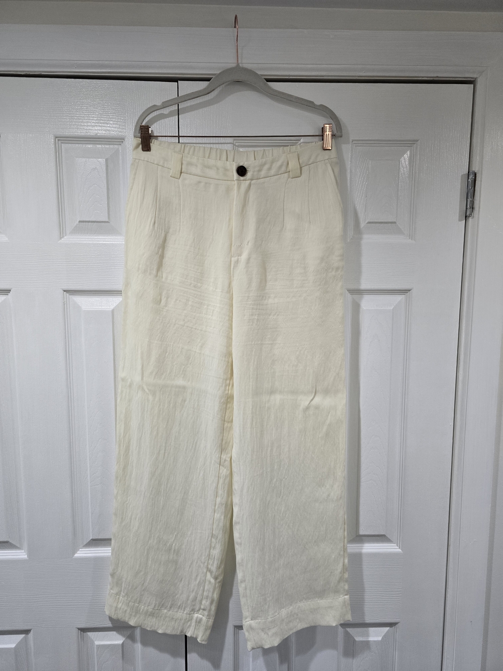 Cream Wide-Leg Women Pants